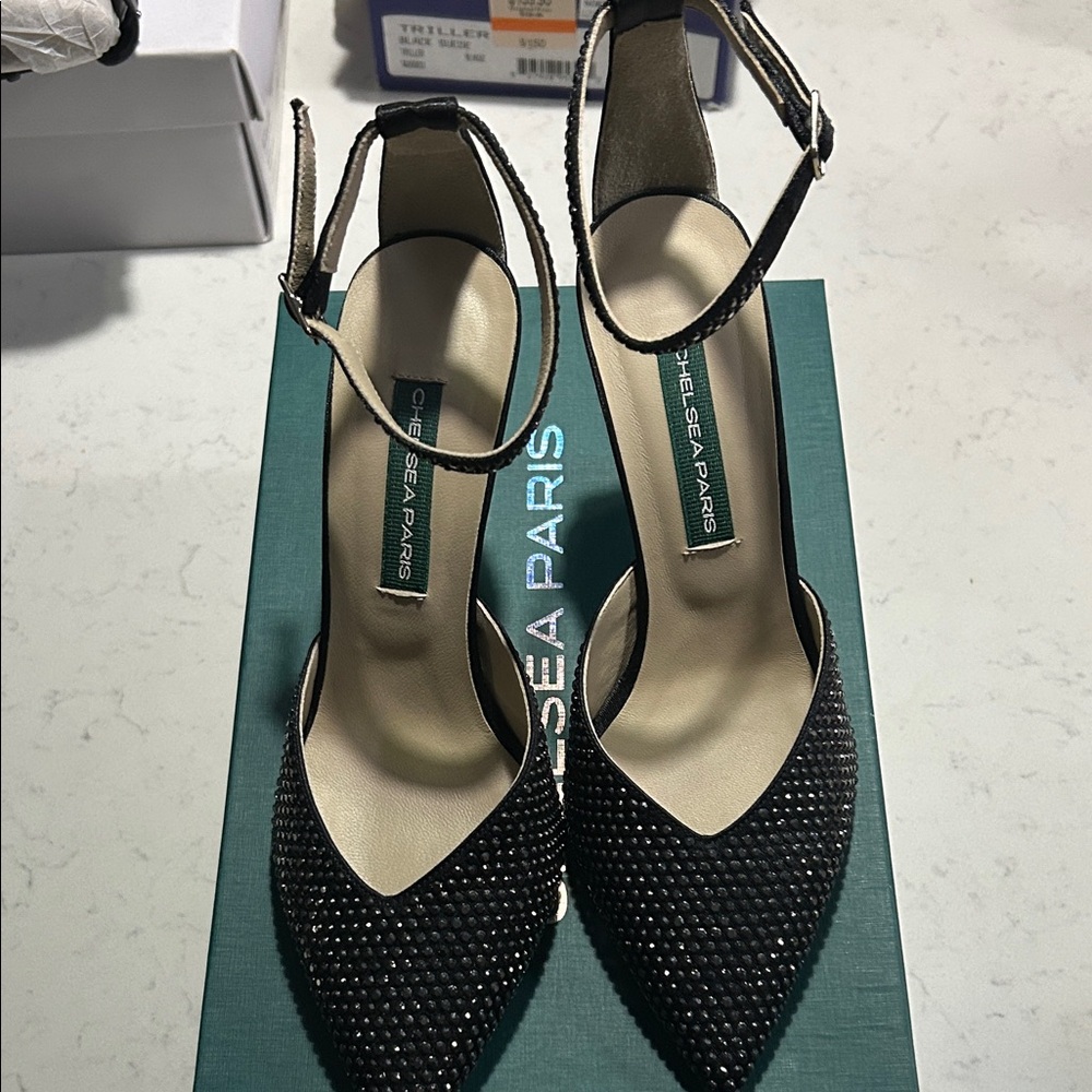 Chelsea Paris Black Studded Heels size 36 size 6